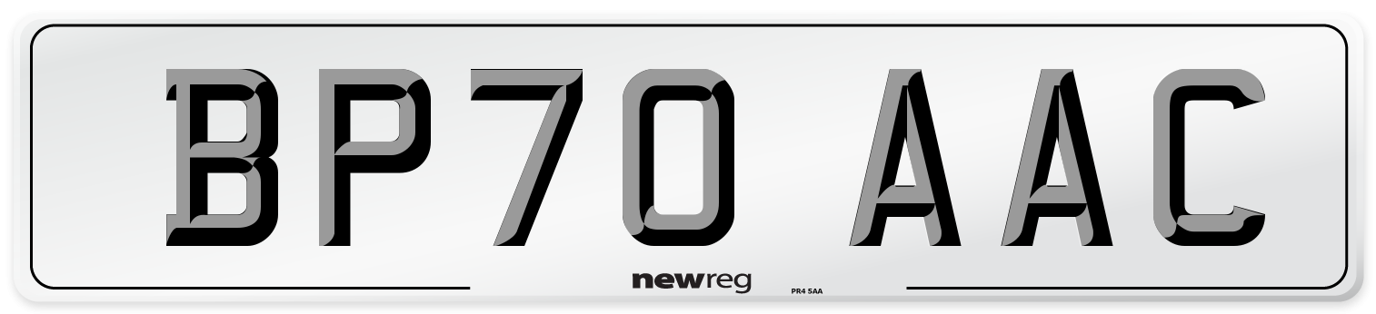 BP70 AAC Number Plate from New Reg